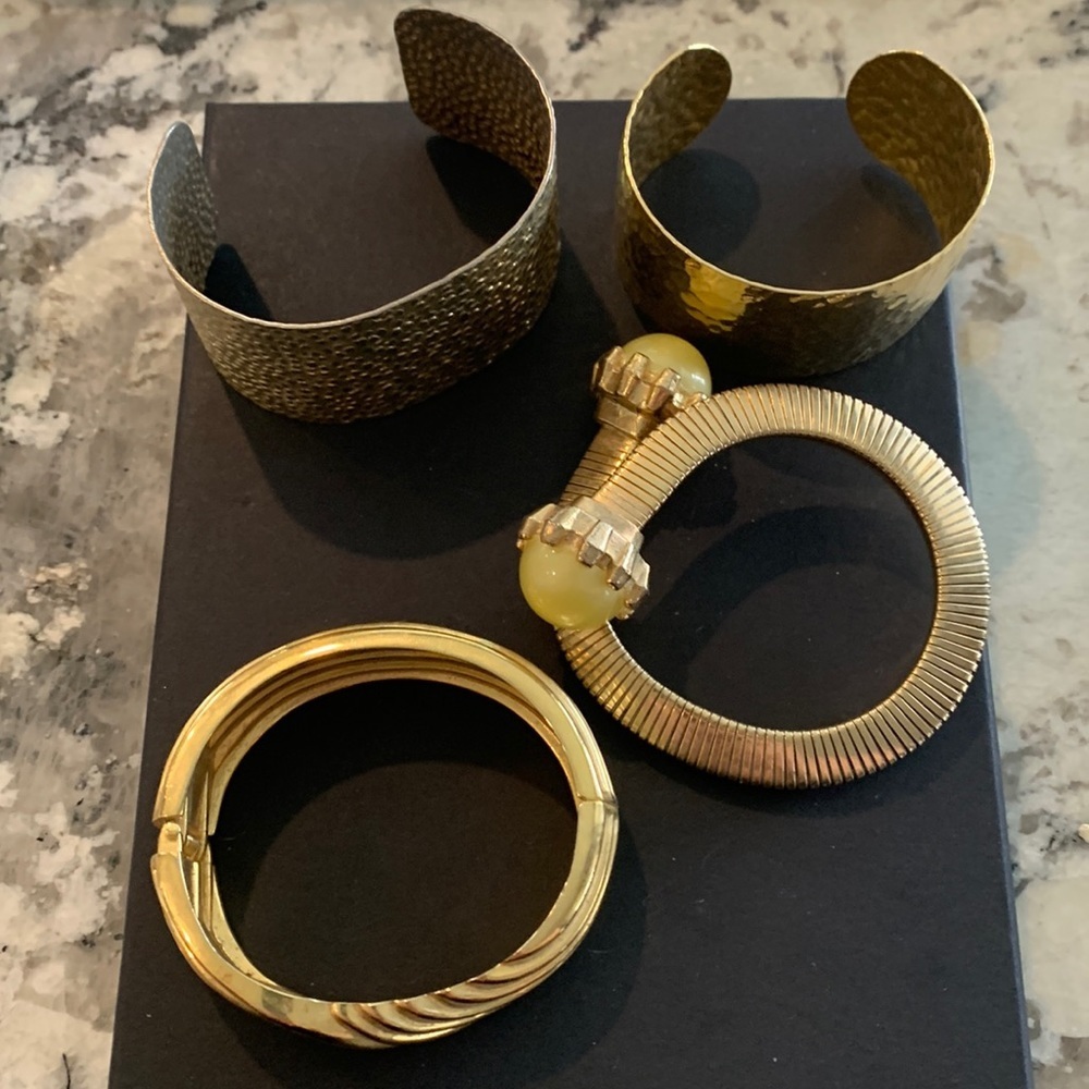 Four Gold Tone Cuff Bracelets